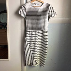 Zara Trafaluc Asymmetrical Striped Bodycon Dress